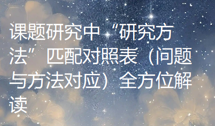 课题研究中“研究方法”匹配对照表(问题与方法对应)全方位解读 课题研究中“研究方法”匹配对照表(问题与方法对应)全方位解读